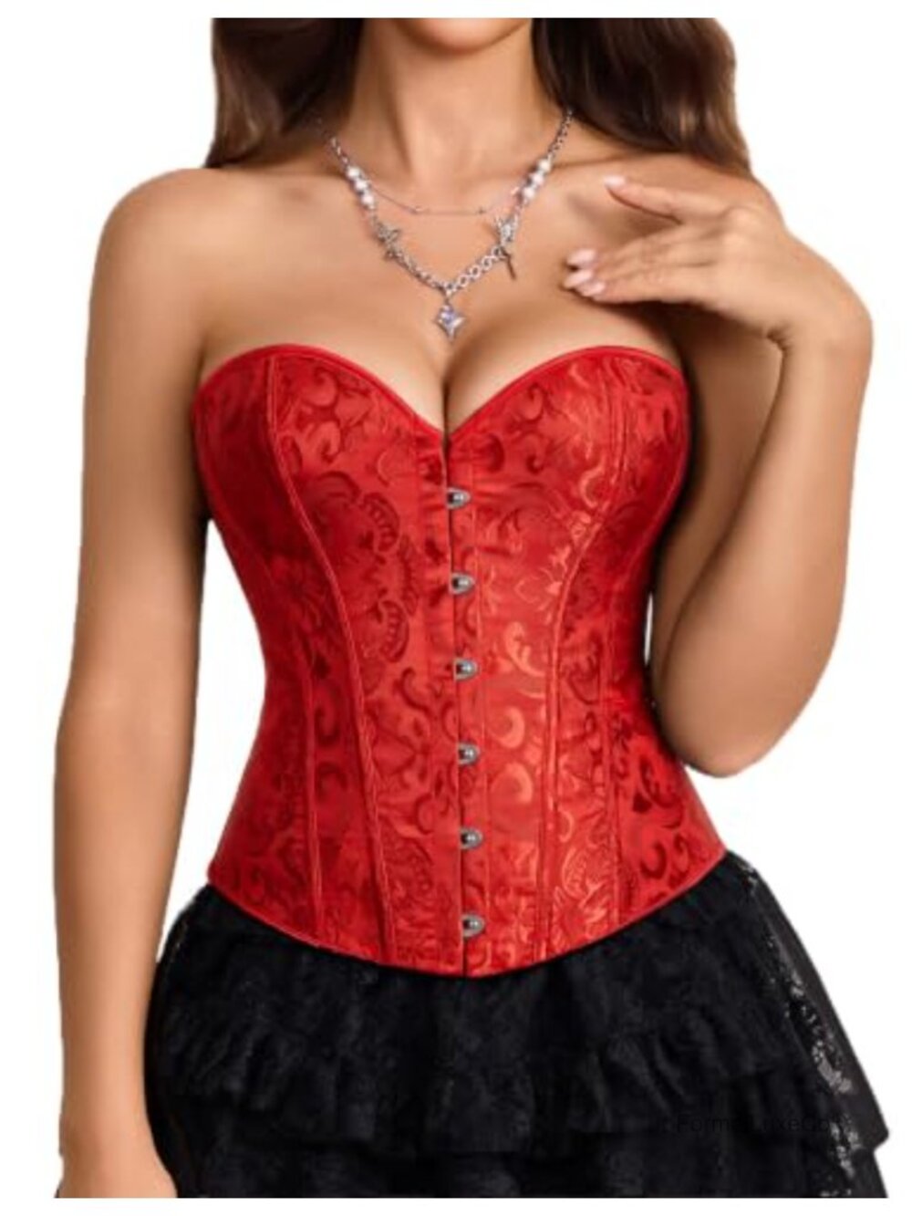 Overbust Corset Top Steel Boned Waist Trainer Bustier Lingerie